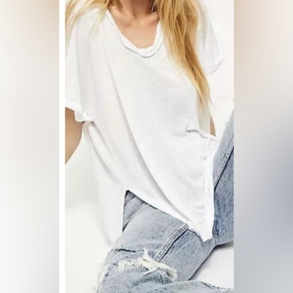 Free People “Under The Sun” Oversized Linen T-Shirts